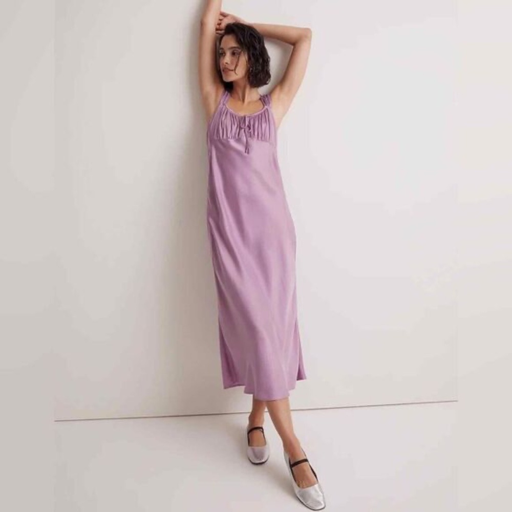 Madewell Square Neck Midi Dress Size 6 Lilac Purple Wedding Guest Date Night